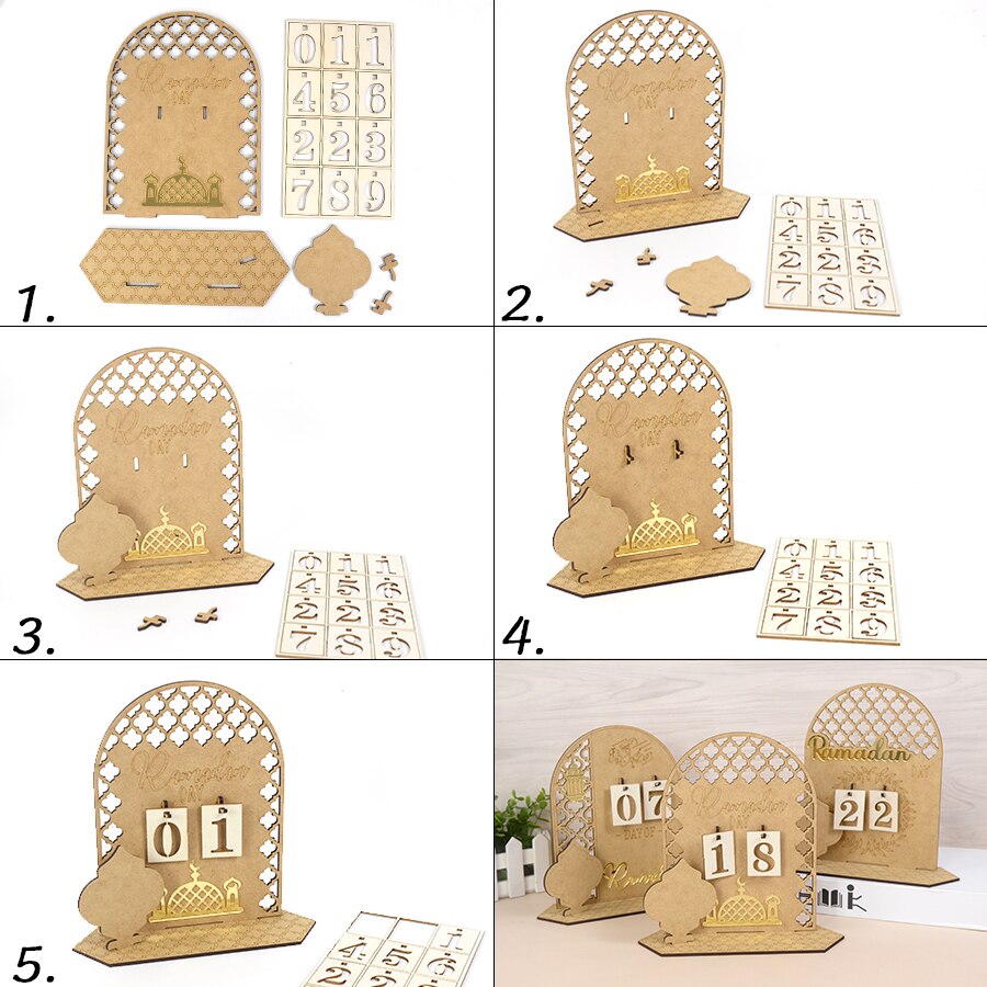 Ramadan Calendar Eid Mubarak Gift Countdown 2023 lamic Muslim Eid al-fitr Home Table Decoration Ornaments Calendar Eid Al Adha