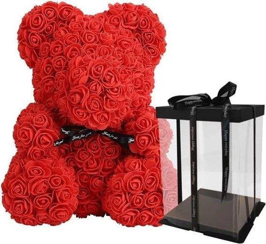 25cm Teddy Rose Bear With Box Artificial PE Flower Valentine&#39;s Day Girl Friend Women Mother&#39;s Day Gift Wedding Brithday Party