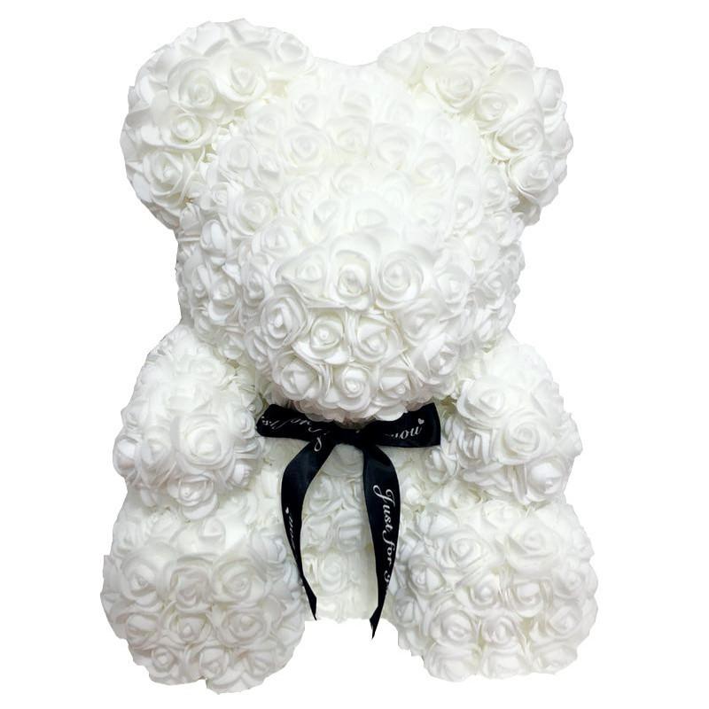 25cm Teddy Rose Bear With Box Artificial PE Flower Valentine&#39;s Day Girl Friend Women Mother&#39;s Day Gift Wedding Brithday Party
