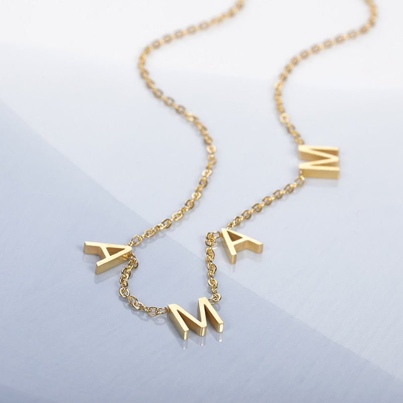 Elegant Mother's Day Mama Letter Pendant Necklaces Charms For Women Mom Baby Nameplate Clavicle Chain Choker Jewelry Best Gifts