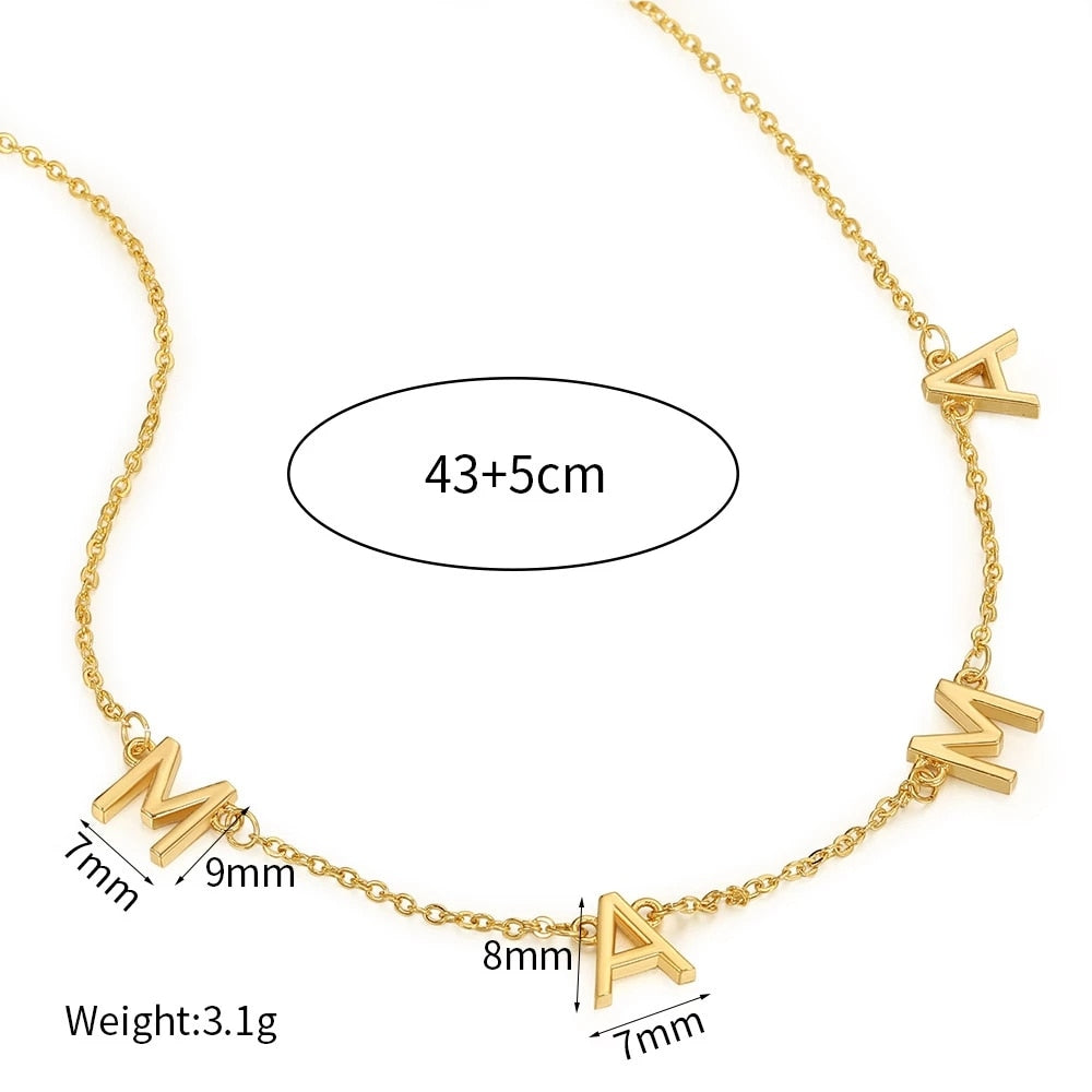 Elegant Mother's Day Mama Letter Pendant Necklaces Charms For Women Mom Baby Nameplate Clavicle Chain Choker Jewelry Best Gifts