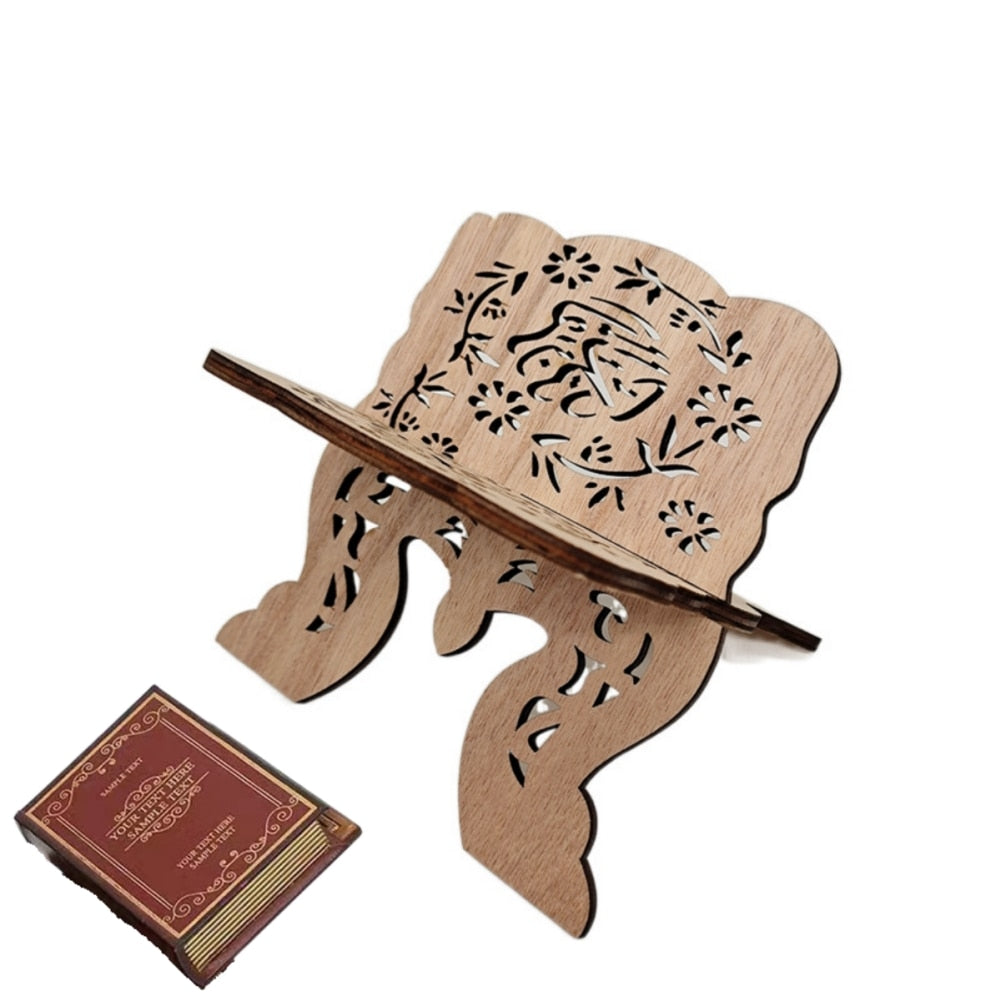 Wooden Eid Mubarak Quran Holy Book Stand Holder Islamic Muslim Ramadan Kareem Decoration for Home 2023 Ramadan Mubarak Eid Gifts