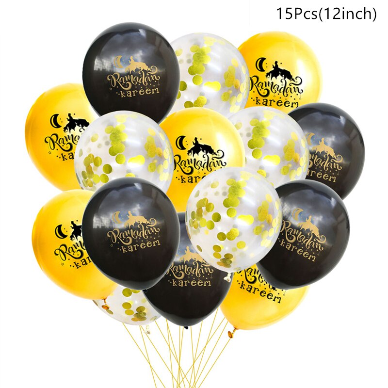 10/15pcs Eid Mubarak Latex Balloon Ramadan 2023 Decoration Kareem Muslim Islamic Festival Party Supplies Birthday Wedding Ballon