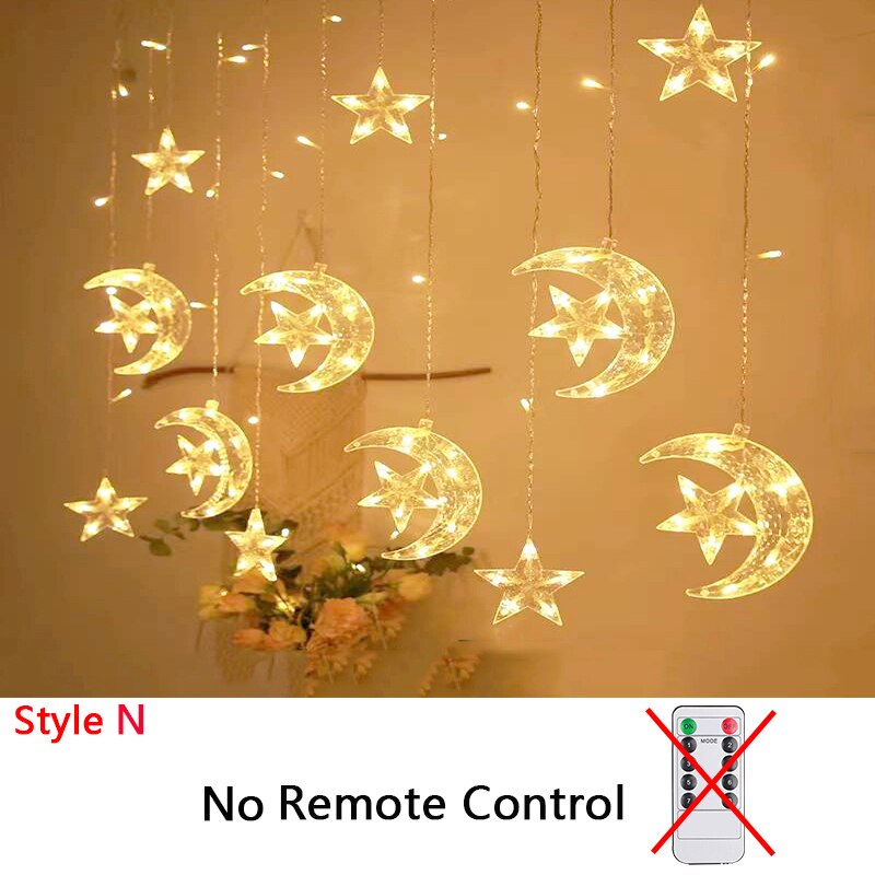 Star Moon Led Curtain Garland String Light EID Mubarak Ramadan Decorations 2023 for Home Islam Muslim Event Party Supplies Decor