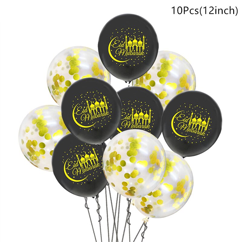 10/15pcs Eid Mubarak Latex Balloon Ramadan 2023 Decoration Kareem Muslim Islamic Festival Party Supplies Birthday Wedding Ballon