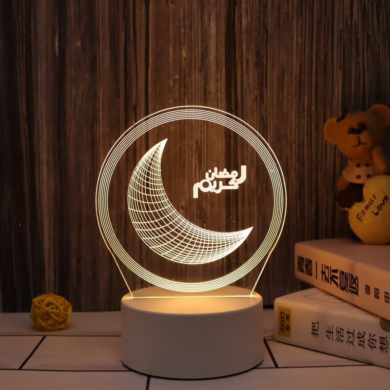 Muslim Ramadan Festival Decoration Supplies 3D Night Light Ornament Eid Mubarak Decorative Lamp Children Gifts Bedroom Decor