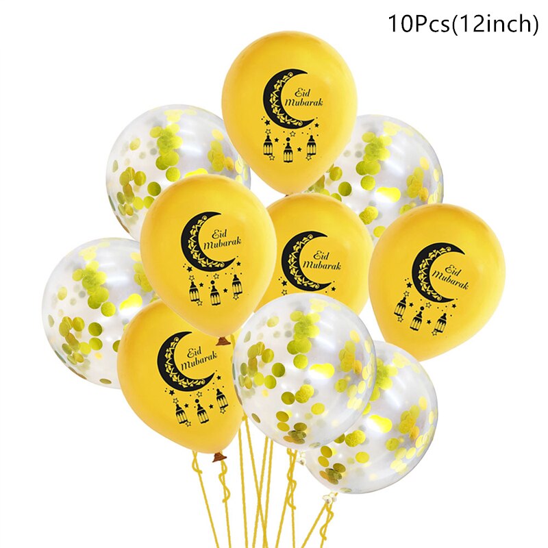 10/15pcs Eid Mubarak Latex Balloon Ramadan 2023 Decoration Kareem Muslim Islamic Festival Party Supplies Birthday Wedding Ballon