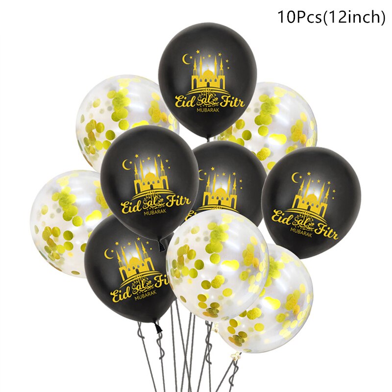 10/15pcs Eid Mubarak Latex Balloon Ramadan 2023 Decoration Kareem Muslim Islamic Festival Party Supplies Birthday Wedding Ballon