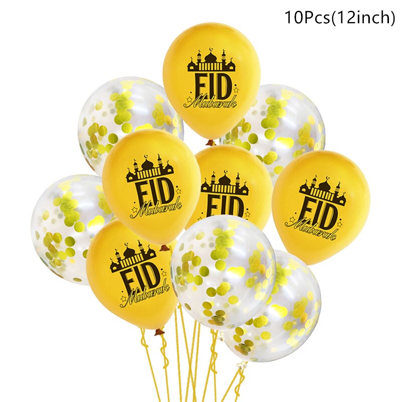 10/15pcs Eid Mubarak Latex Balloon Ramadan 2023 Decoration Kareem Muslim Islamic Festival Party Supplies Birthday Wedding Ballon