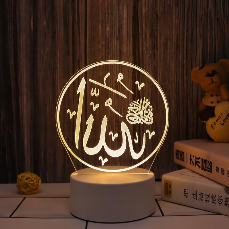 Muslim Ramadan Festival Decoration Supplies 3D Night Light Ornament Eid Mubarak Decorative Lamp Children Gifts Bedroom Decor