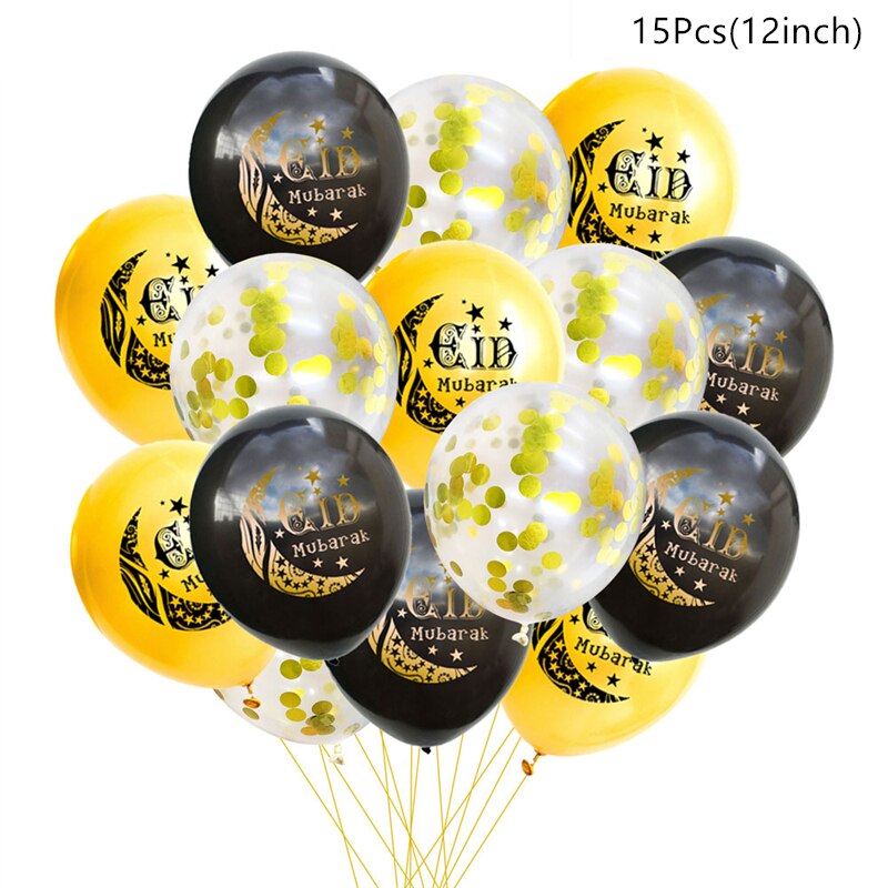 10/15pcs Eid Mubarak Latex Balloon Ramadan 2023 Decoration Kareem Muslim Islamic Festival Party Supplies Birthday Wedding Ballon