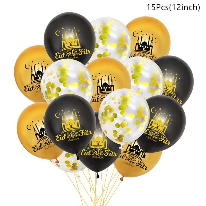 10/15pcs Eid Mubarak Latex Balloon Ramadan 2023 Decoration Kareem Muslim Islamic Festival Party Supplies Birthday Wedding Ballon