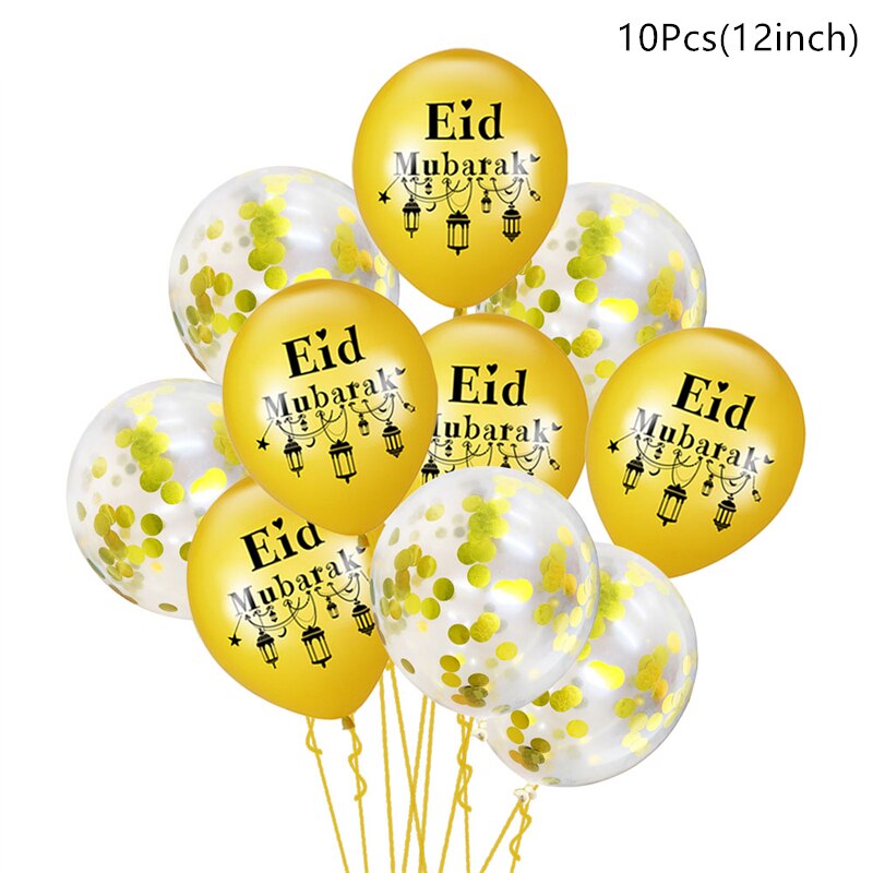 10/15pcs Eid Mubarak Latex Balloon Ramadan 2023 Decoration Kareem Muslim Islamic Festival Party Supplies Birthday Wedding Ballon