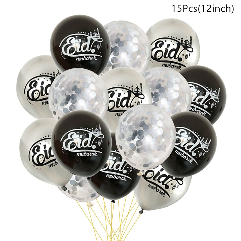 10/15pcs Eid Mubarak Latex Balloon Ramadan 2023 Decoration Kareem Muslim Islamic Festival Party Supplies Birthday Wedding Ballon