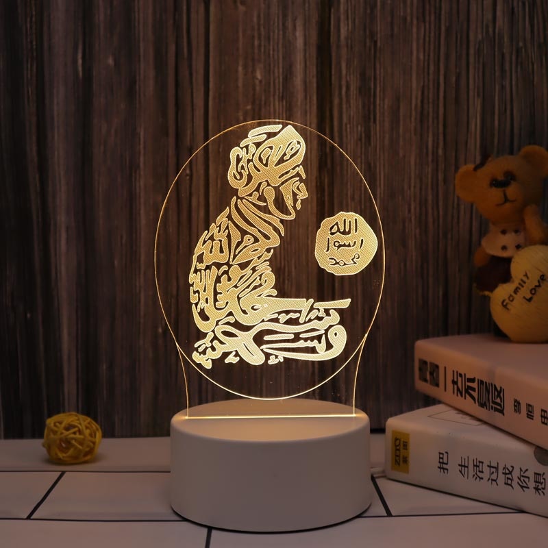 Muslim Ramadan Festival Decoration Supplies 3D Night Light Ornament Eid Mubarak Decorative Lamp Children Gifts Bedroom Decor