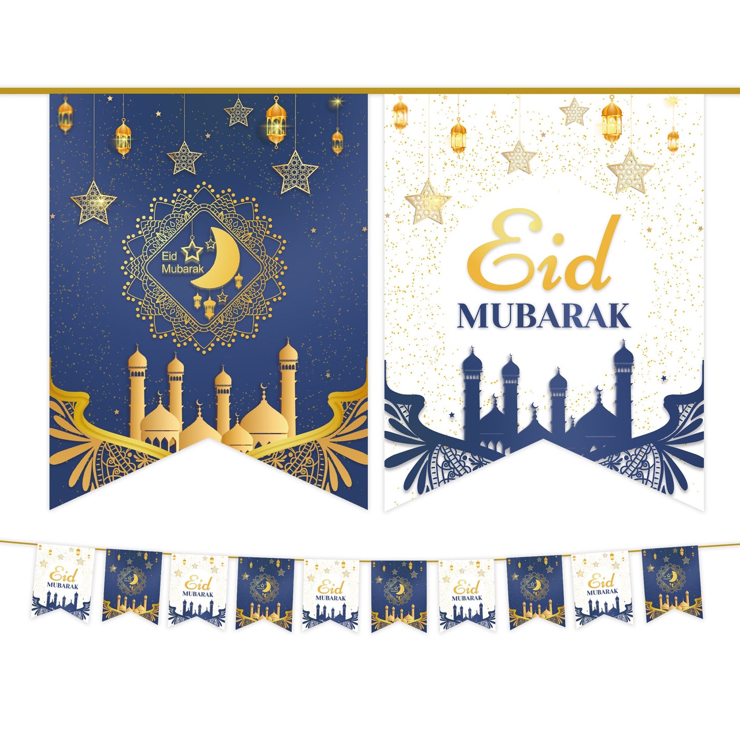 2023 Eid Mubarak Banners Ramadan Decoration For Home Bunting Garland Wall Hanging Islamic Muslim Eid Al Adha Gift Ramadan Kareem