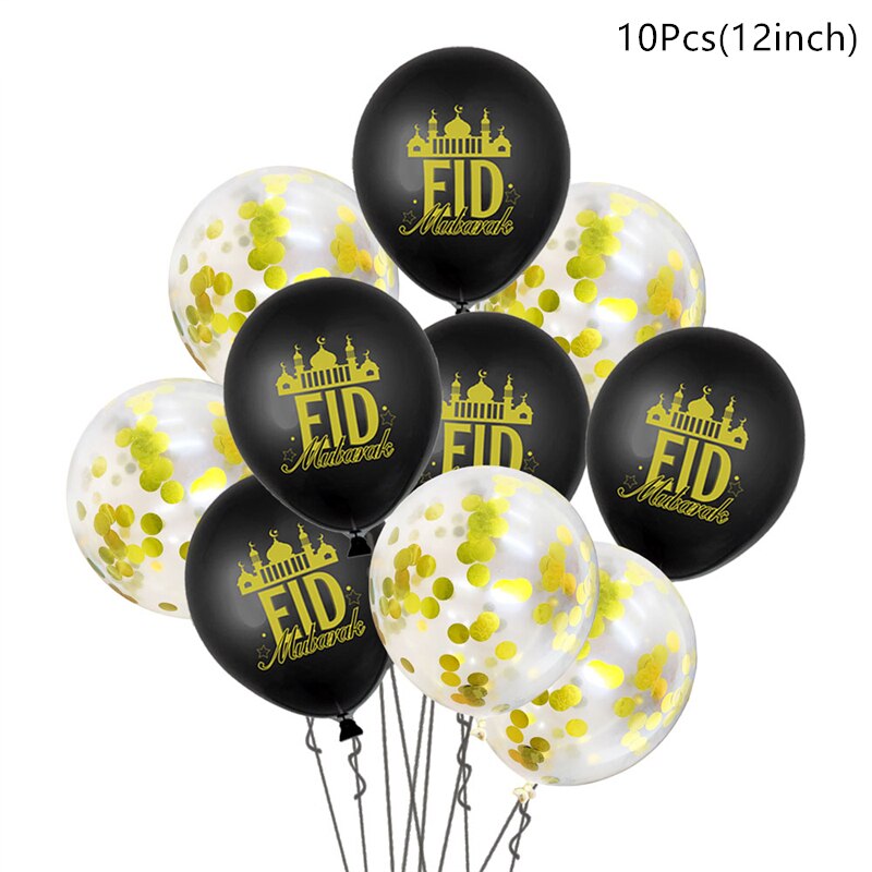10/15pcs Eid Mubarak Latex Balloon Ramadan 2023 Decoration Kareem Muslim Islamic Festival Party Supplies Birthday Wedding Ballon