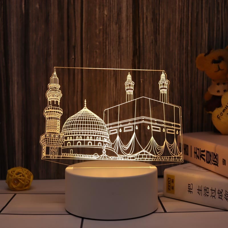 Muslim Ramadan Festival Decoration Supplies 3D Night Light Ornament Eid Mubarak Decorative Lamp Children Gifts Bedroom Decor