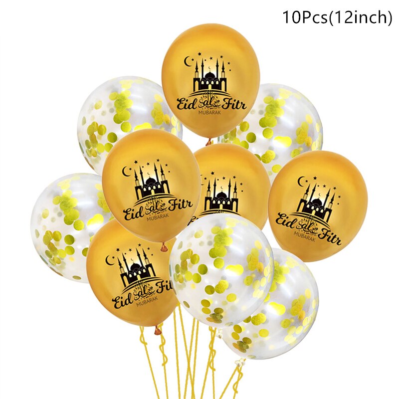 10/15pcs Eid Mubarak Latex Balloon Ramadan 2023 Decoration Kareem Muslim Islamic Festival Party Supplies Birthday Wedding Ballon