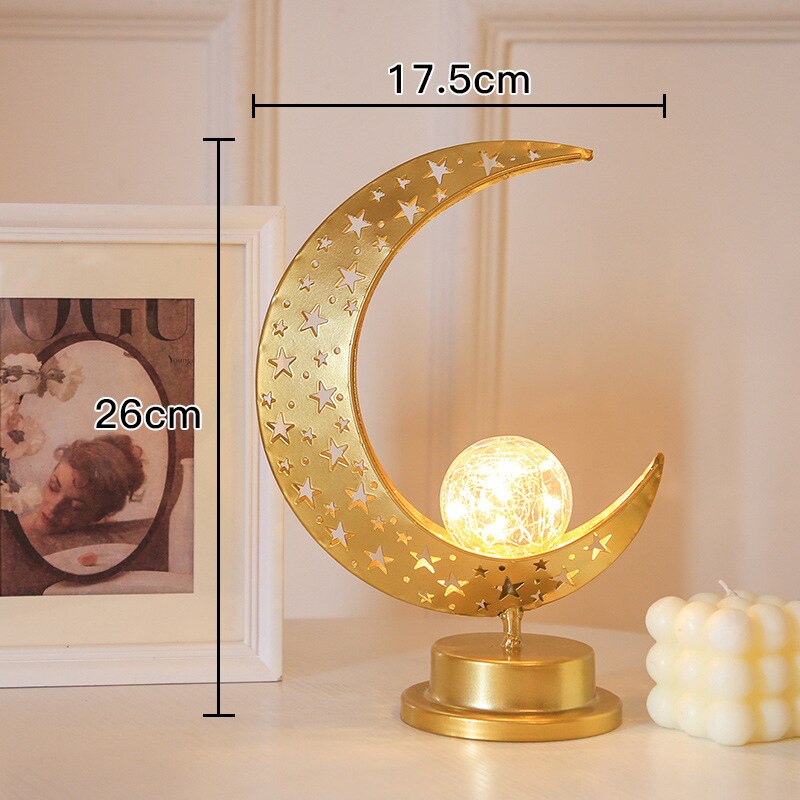 EID Mubarak Ornaments Gold Moon Castle Table Decor Supplies Gurbang Muslim Ramadan Decoration For Home 2023 Eid Al Adha Gifts