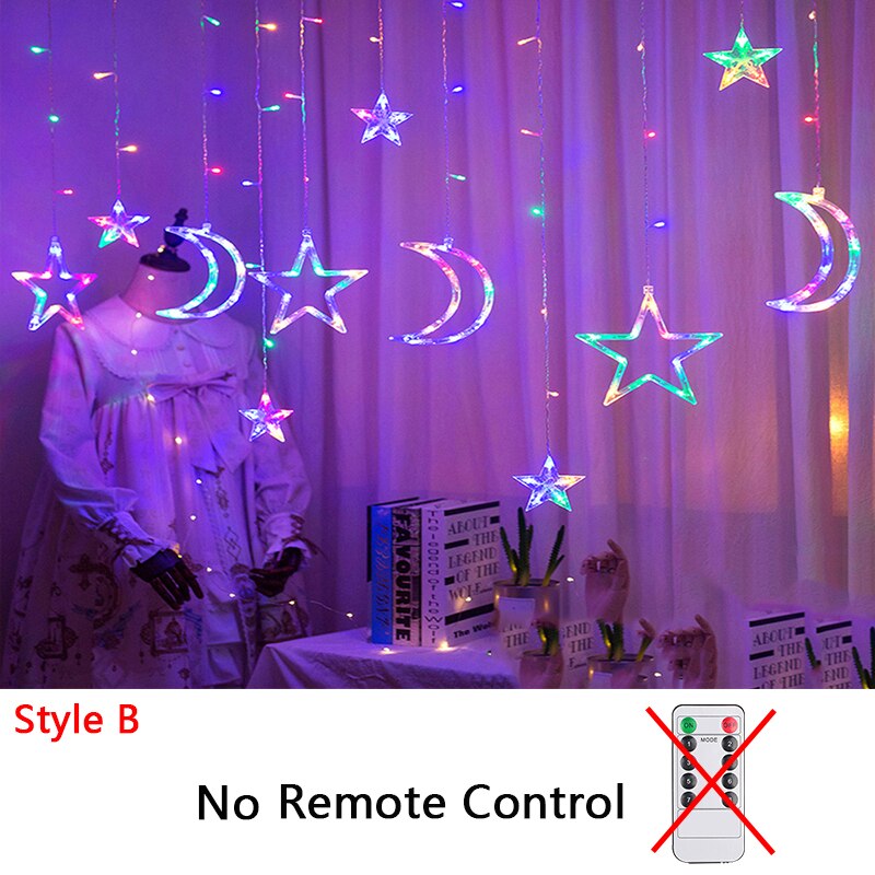 Star Moon Led Curtain Garland String Light EID Mubarak Ramadan Decorations 2023 for Home Islam Muslim Event Party Supplies Decor