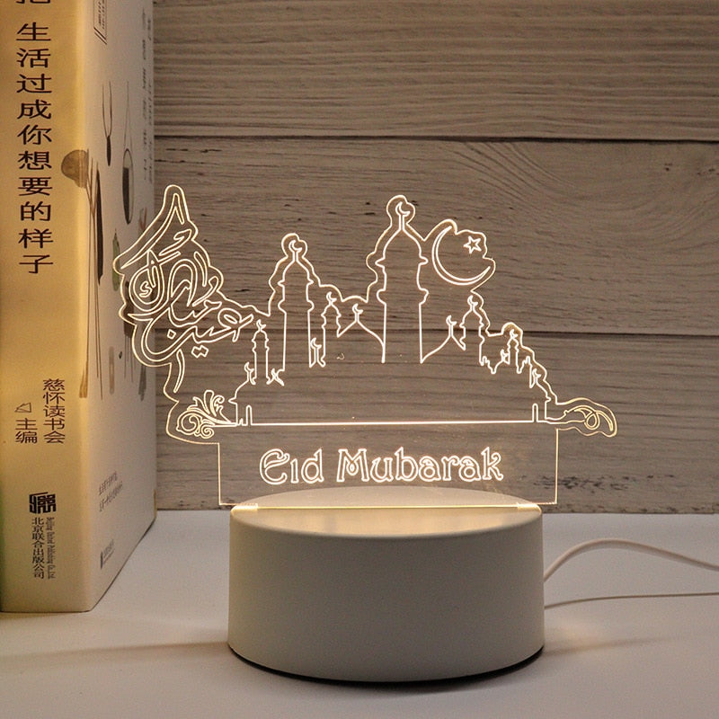 Muslim Ramadan Festival Decoration Supplies 3D Night Light Ornament Eid Mubarak Decorative Lamp Children Gifts Bedroom Decor