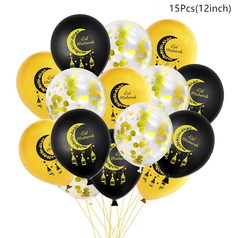 10/15pcs Eid Mubarak Latex Balloon Ramadan 2023 Decoration Kareem Muslim Islamic Festival Party Supplies Birthday Wedding Ballon