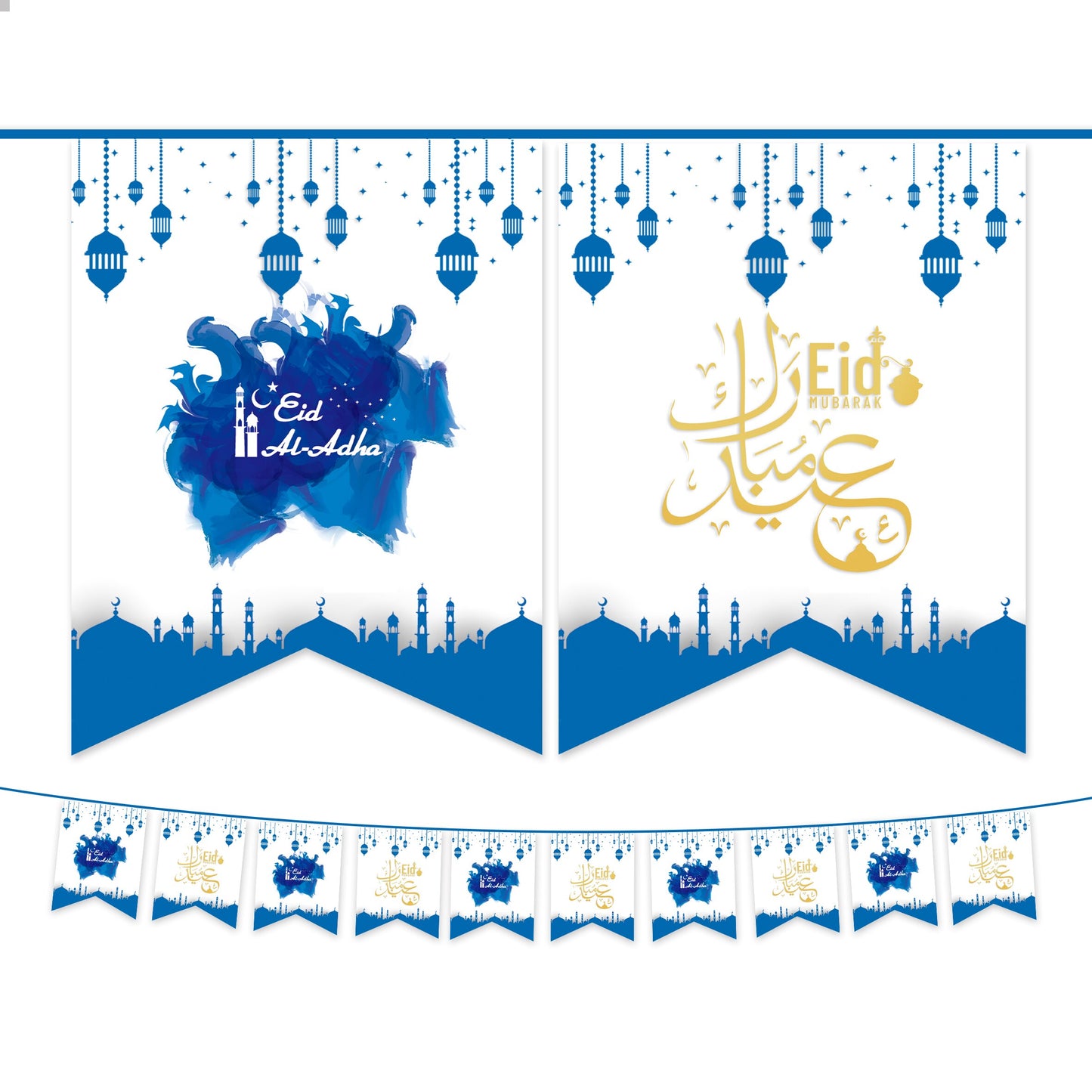 2023 Eid Mubarak Banners Ramadan Decoration For Home Bunting Garland Wall Hanging Islamic Muslim Eid Al Adha Gift Ramadan Kareem