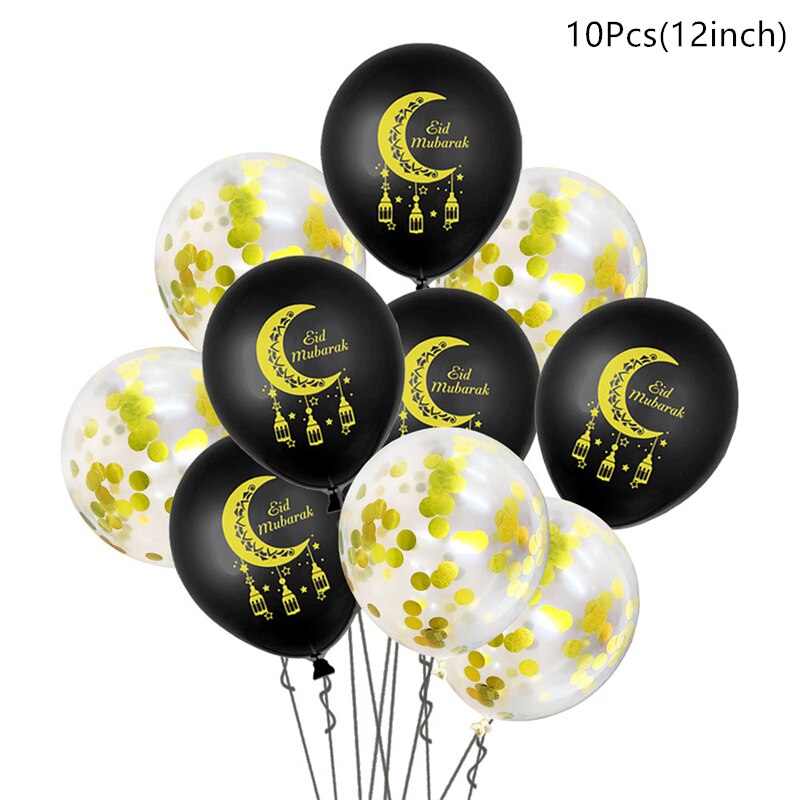 10/15pcs Eid Mubarak Latex Balloon Ramadan 2023 Decoration Kareem Muslim Islamic Festival Party Supplies Birthday Wedding Ballon