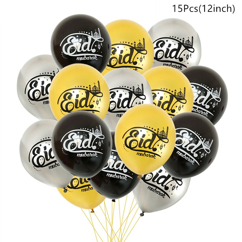 10/15pcs Eid Mubarak Latex Balloon Ramadan 2023 Decoration Kareem Muslim Islamic Festival Party Supplies Birthday Wedding Ballon