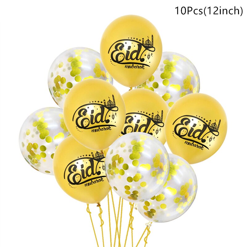 10/15pcs Eid Mubarak Latex Balloon Ramadan 2023 Decoration Kareem Muslim Islamic Festival Party Supplies Birthday Wedding Ballon