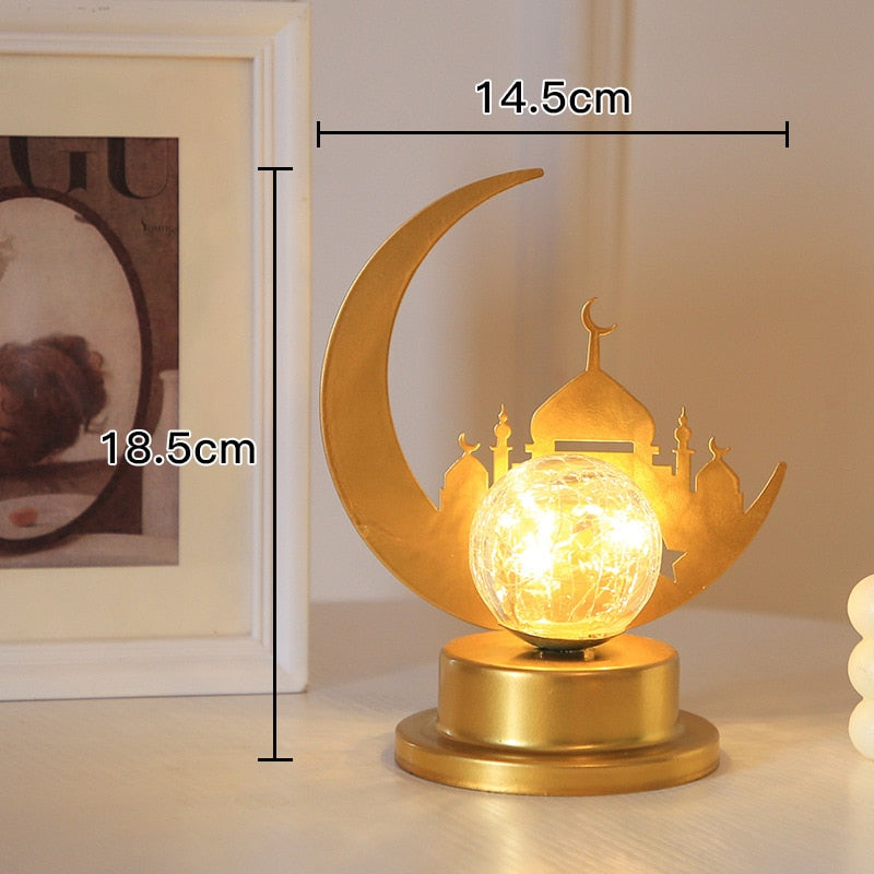 EID Mubarak Ornaments Gold Moon Castle Table Decor Supplies Gurbang Muslim Ramadan Decoration For Home 2023 Eid Al Adha Gifts