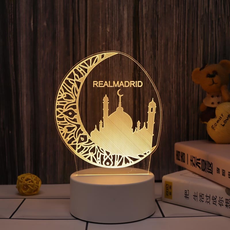 Muslim Ramadan Festival Decoration Supplies 3D Night Light Ornament Eid Mubarak Decorative Lamp Children Gifts Bedroom Decor