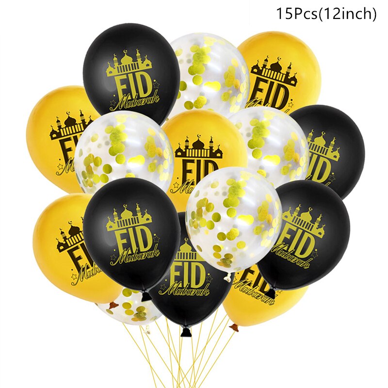 10/15pcs Eid Mubarak Latex Balloon Ramadan 2023 Decoration Kareem Muslim Islamic Festival Party Supplies Birthday Wedding Ballon