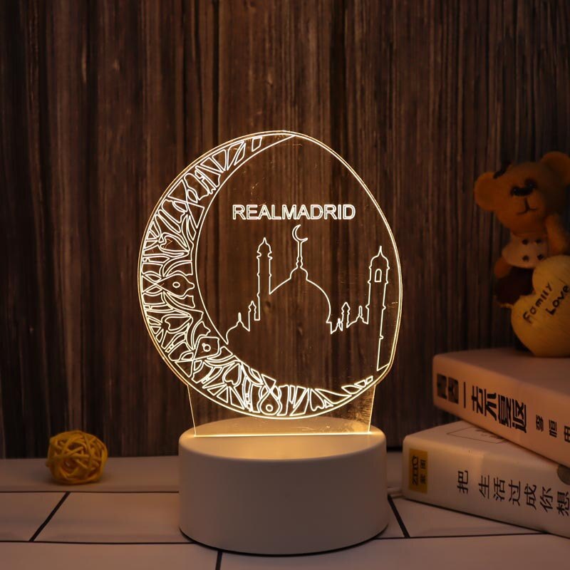 Muslim Ramadan Festival Decoration Supplies 3D Night Light Ornament Eid Mubarak Decorative Lamp Children Gifts Bedroom Decor