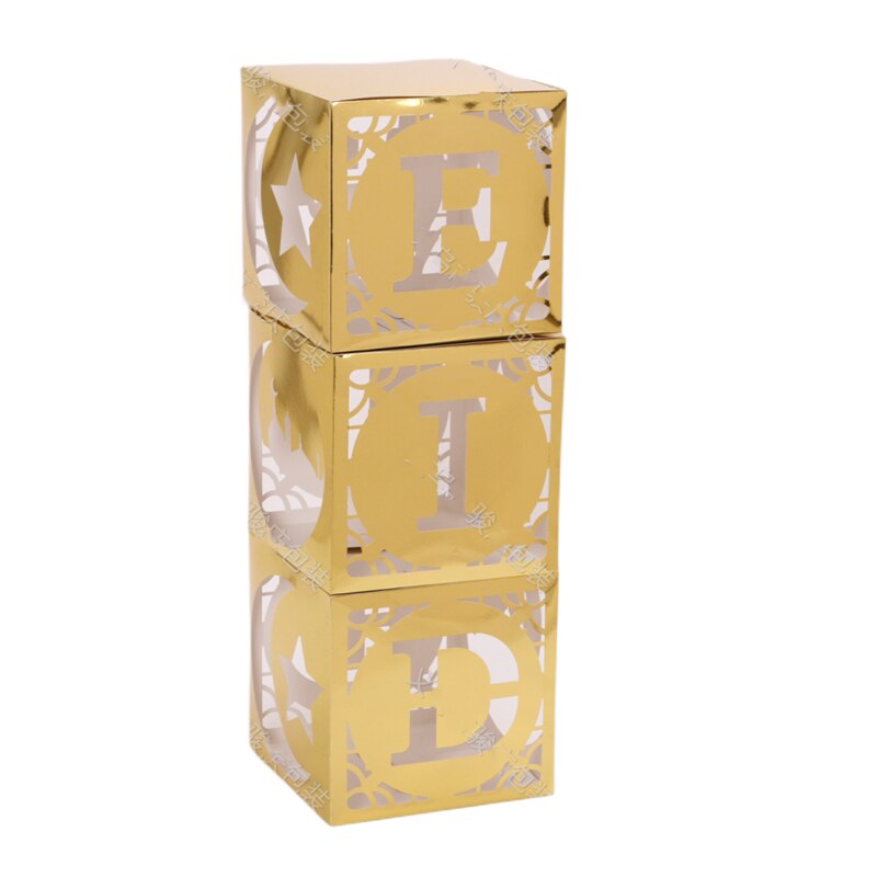 3x Eid Mubarak Transparent Box With light Hollow Letter Balloon Box Ramadan Kareem Decoration 2023 Muslim Islamic Festival Decor