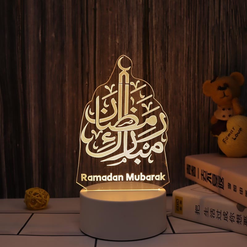 Muslim Ramadan Festival Decoration Supplies 3D Night Light Ornament Eid Mubarak Decorative Lamp Children Gifts Bedroom Decor