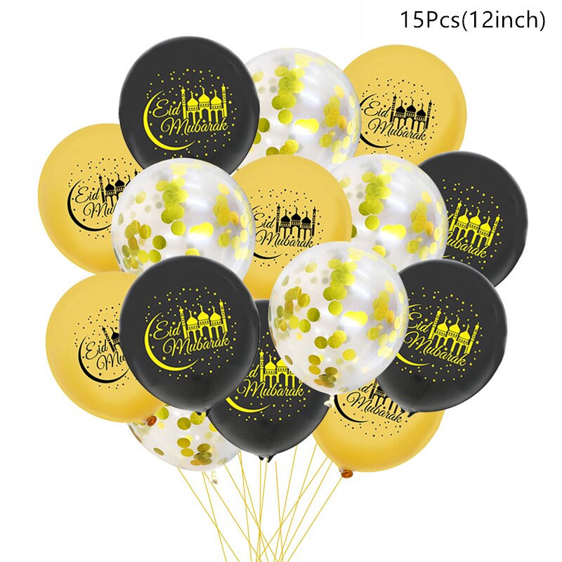 10/15pcs Eid Mubarak Latex Balloon Ramadan 2023 Decoration Kareem Muslim Islamic Festival Party Supplies Birthday Wedding Ballon