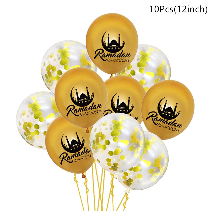 10/15pcs Eid Mubarak Latex Balloon Ramadan 2023 Decoration Kareem Muslim Islamic Festival Party Supplies Birthday Wedding Ballon