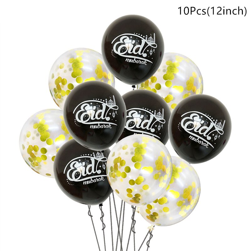 10/15pcs Eid Mubarak Latex Balloon Ramadan 2023 Decoration Kareem Muslim Islamic Festival Party Supplies Birthday Wedding Ballon