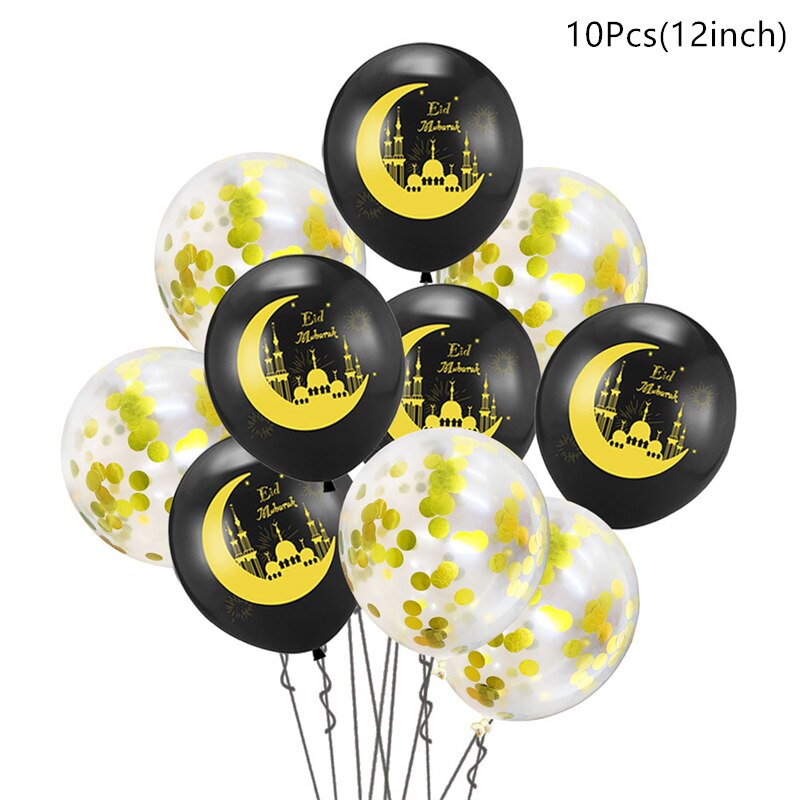 10/15pcs Eid Mubarak Latex Balloon Ramadan 2023 Decoration Kareem Muslim Islamic Festival Party Supplies Birthday Wedding Ballon