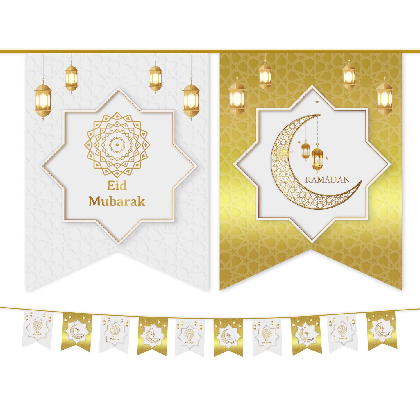 2023 Eid Mubarak Banners Ramadan Decoration For Home Bunting Garland Wall Hanging Islamic Muslim Eid Al Adha Gift Ramadan Kareem
