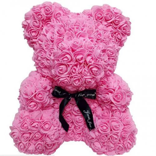 25cm Teddy Rose Bear With Box Artificial PE Flower Valentine&#39;s Day Girl Friend Women Mother&#39;s Day Gift Wedding Brithday Party